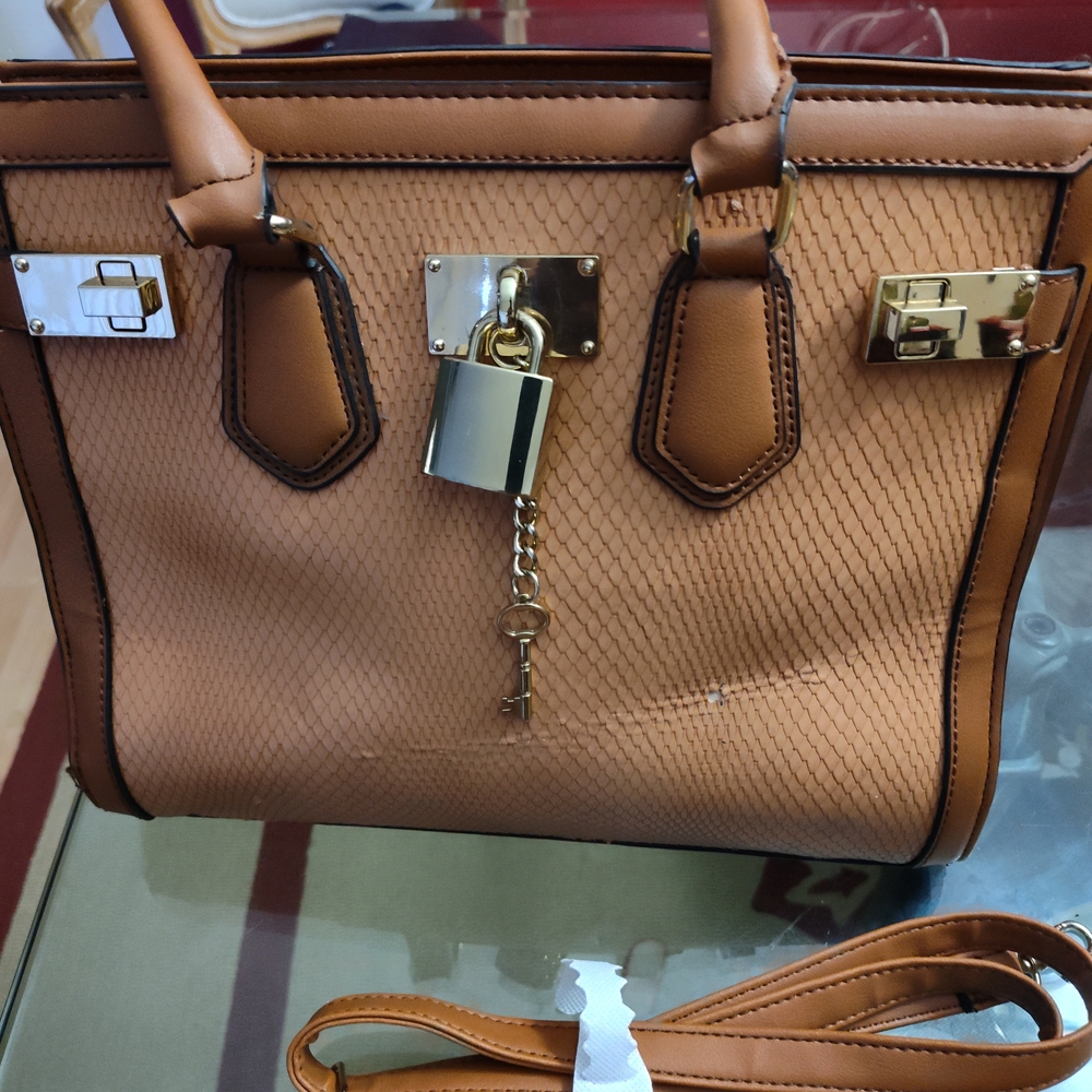 Aldo Brown Satchel with Silver and Gold Hardware